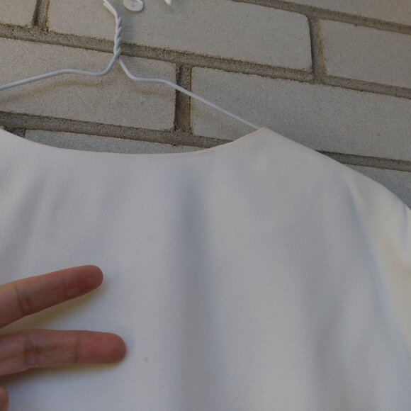 Vintage 60s Off-White Bolero Dress Jacket 42"B Rockabilly Formal Crepe Chiffon - Picture 8 of 10